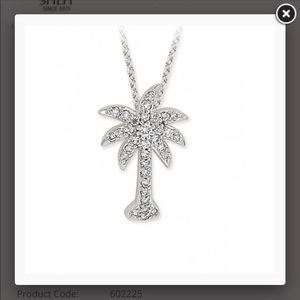 14kt white gold diamond palm tree necklace